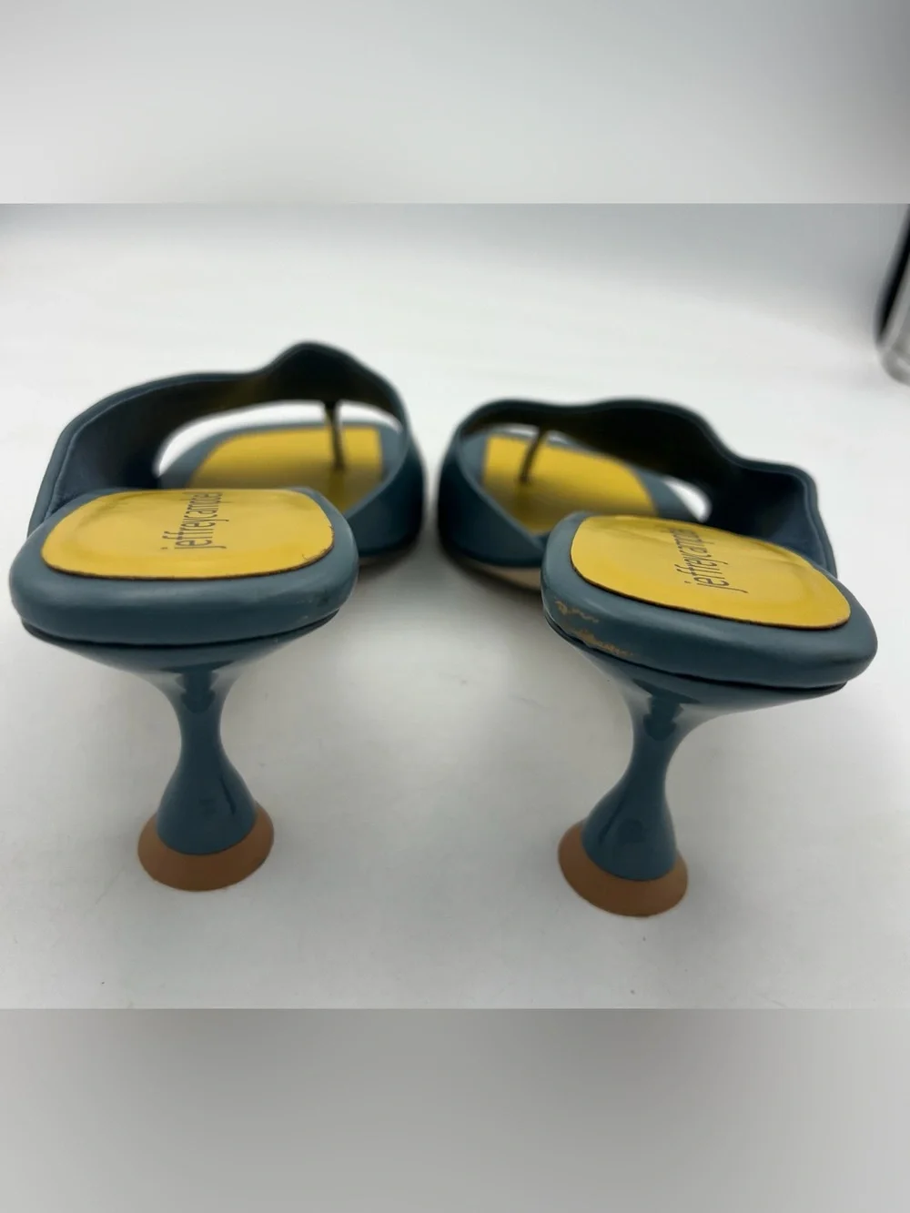 Jeffrey Campbell Dusty Blue/Yellow Slide Sandal/Mule Square Toe Women’s Size 8.5